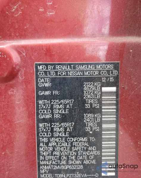 2016 Nissan Rogue S from USA, damaged, VIN KNMAT2MV8GP632128